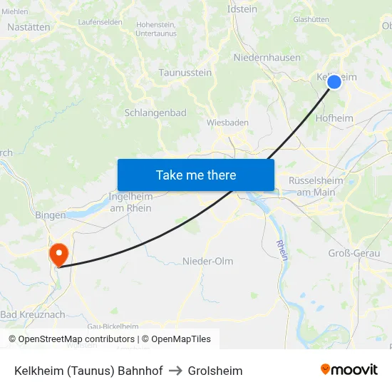 Kelkheim (Taunus) Bahnhof to Grolsheim map