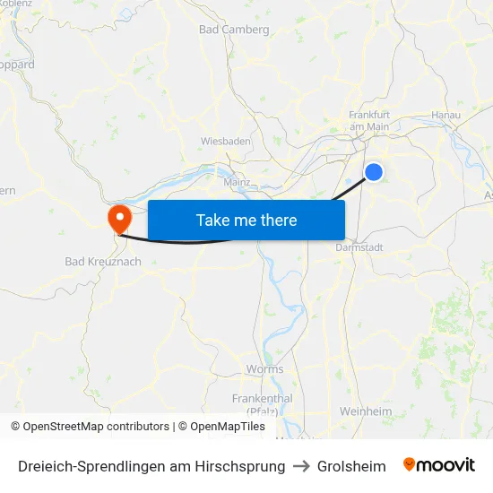 Dreieich-Sprendlingen am Hirschsprung to Grolsheim map