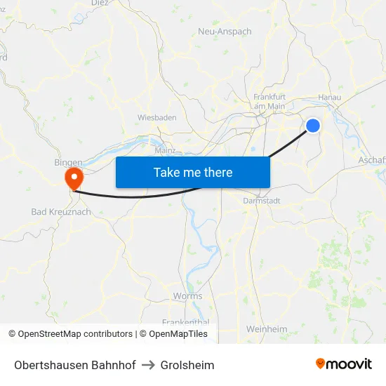 Obertshausen Bahnhof to Grolsheim map