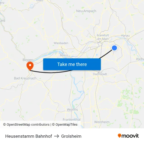 Heusenstamm Bahnhof to Grolsheim map