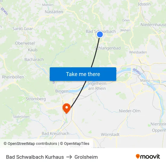 Bad Schwalbach Kurhaus to Grolsheim map