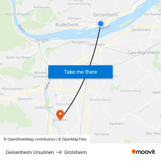 Geisenheim Ursulinen to Grolsheim map