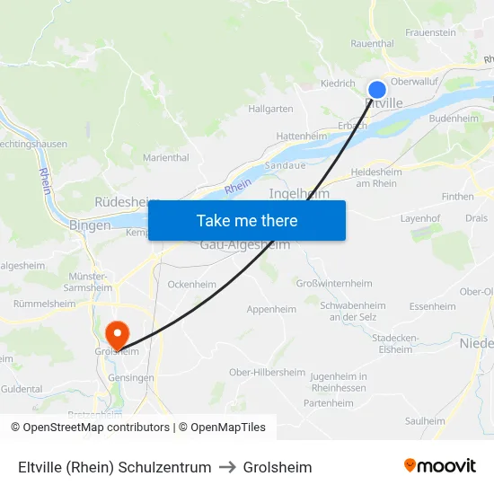 Eltville (Rhein) Schulzentrum to Grolsheim map