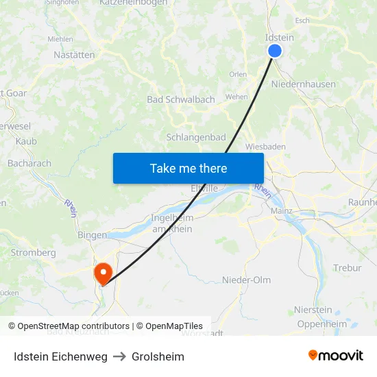 Idstein Eichenweg to Grolsheim map