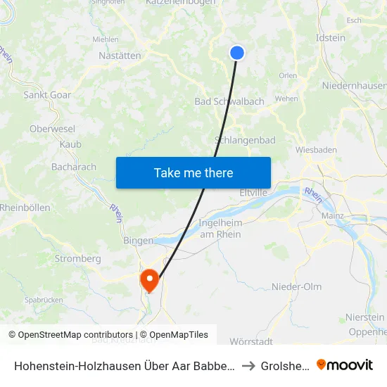 Hohenstein-Holzhausen Über Aar Babbelborn to Grolsheim map