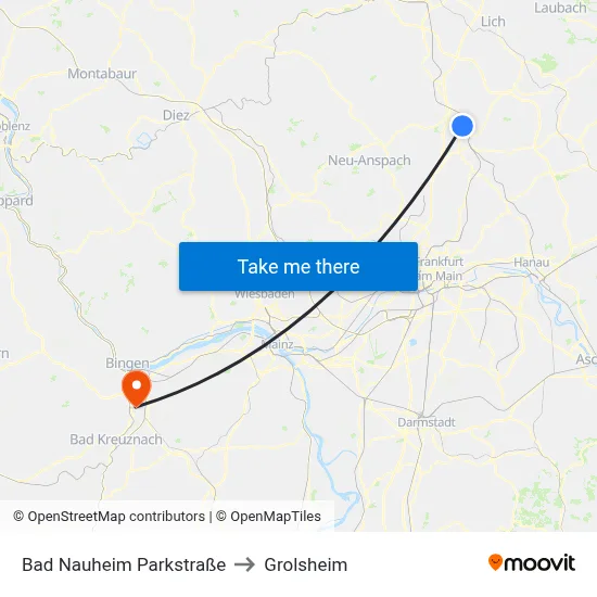 Bad Nauheim Parkstraße to Grolsheim map