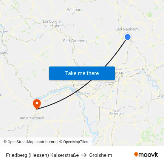 Friedberg (Hessen) Kaiserstraße to Grolsheim map