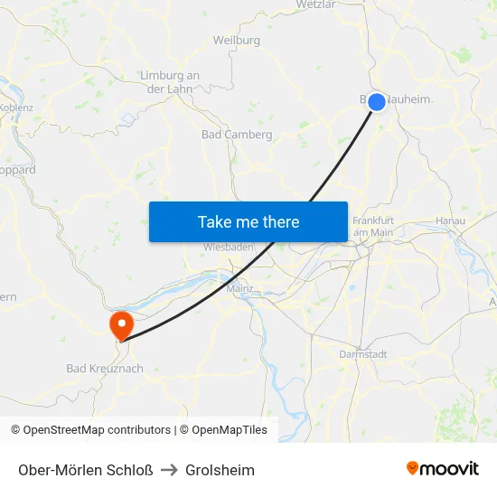 Ober-Mörlen Schloß to Grolsheim map