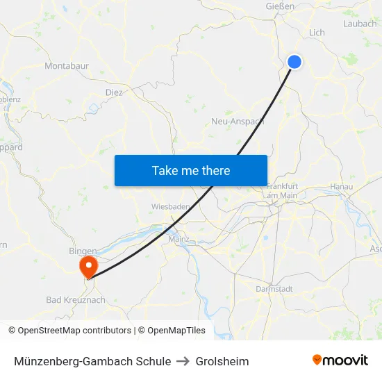 Münzenberg-Gambach Schule to Grolsheim map