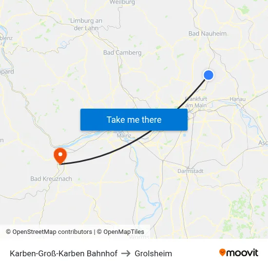 Karben-Groß-Karben Bahnhof to Grolsheim map