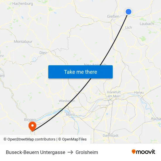 Buseck-Beuern Untergasse to Grolsheim map