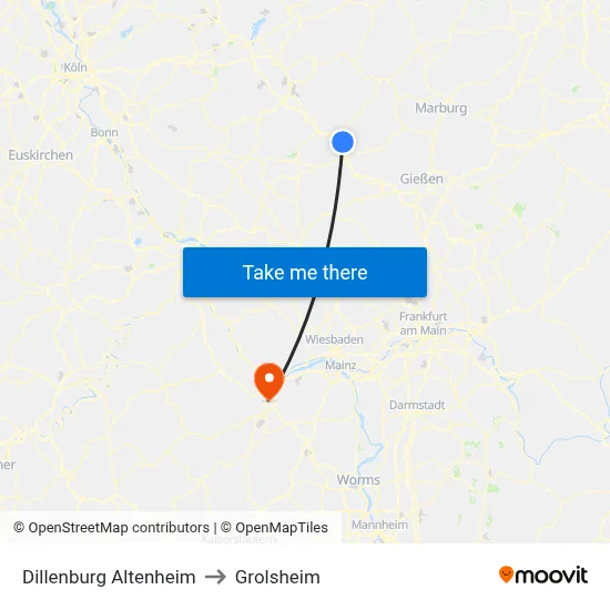 Dillenburg Altenheim to Grolsheim map