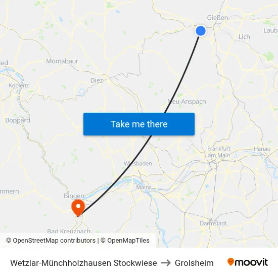 Wetzlar-Münchholzhausen Stockwiese to Grolsheim map