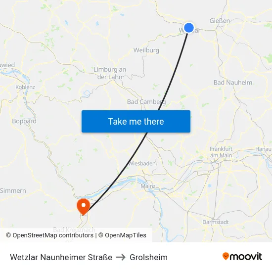 Wetzlar Naunheimer Straße to Grolsheim map