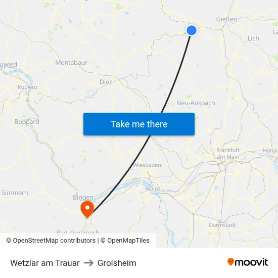Wetzlar am Trauar to Grolsheim map