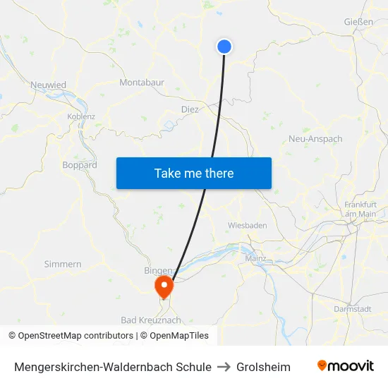 Mengerskirchen-Waldernbach Schule to Grolsheim map