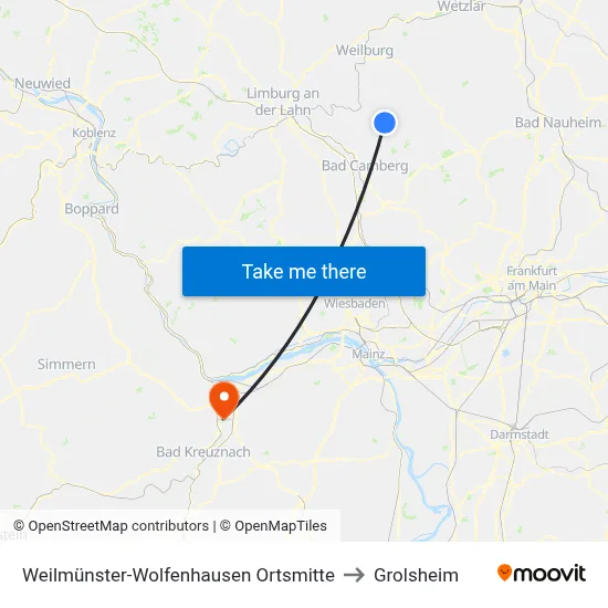 Weilmünster-Wolfenhausen Ortsmitte to Grolsheim map
