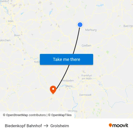 Biedenkopf Bahnhof to Grolsheim map
