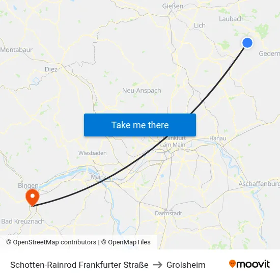 Schotten-Rainrod Frankfurter Straße to Grolsheim map