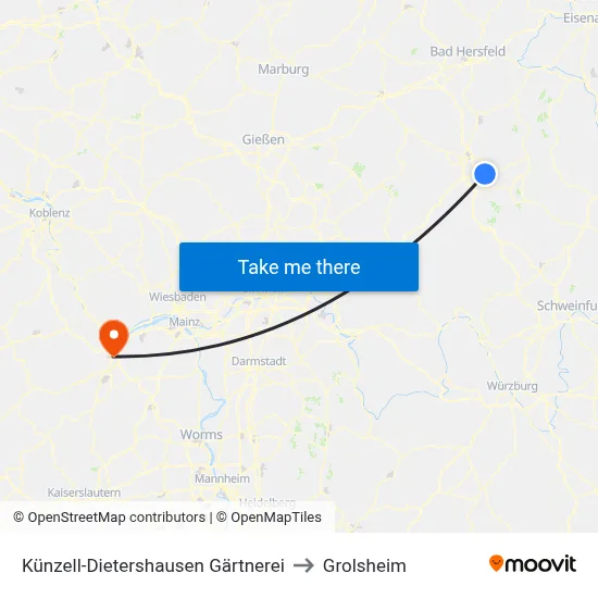 Künzell-Dietershausen Gärtnerei to Grolsheim map