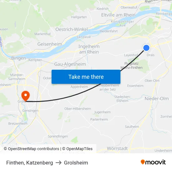 Finthen, Katzenberg to Grolsheim map
