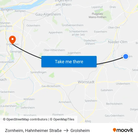 Zornheim, Hahnheimer Straße to Grolsheim map