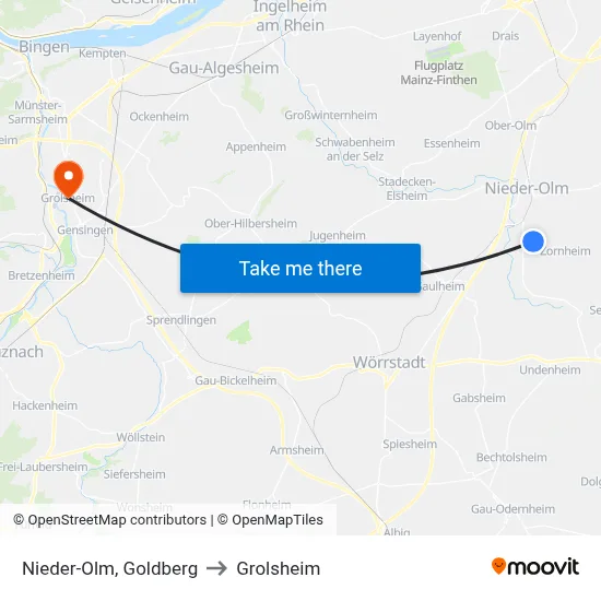 Nieder-Olm, Goldberg to Grolsheim map