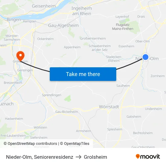 Nieder-Olm, Seniorenresidenz to Grolsheim map