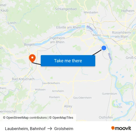 Laubenheim, Bahnhof to Grolsheim map