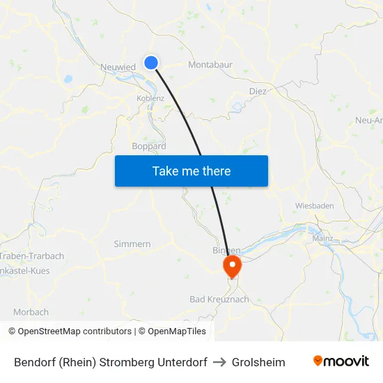 Bendorf (Rhein) Stromberg Unterdorf to Grolsheim map