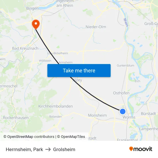 Herrnsheim, Park to Grolsheim map