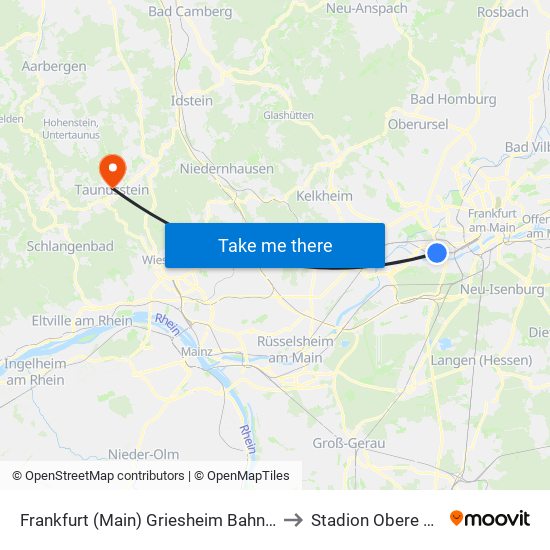 Frankfurt (Main) Griesheim Bahnhof to Stadion Obere Aar map