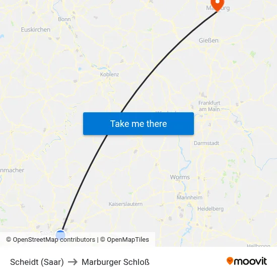 Scheidt (Saar) to Marburger Schloß map