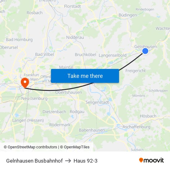 Gelnhausen Busbahnhof to Haus 92-3 map