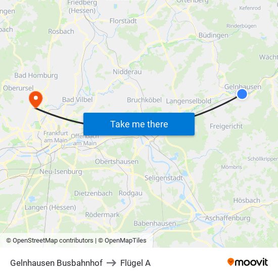 Gelnhausen Busbahnhof to Flügel A map