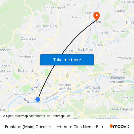 Frankfurt (Main) Griesheim Bahnhof to Aero-Club Nieder Eschbach e.V. map