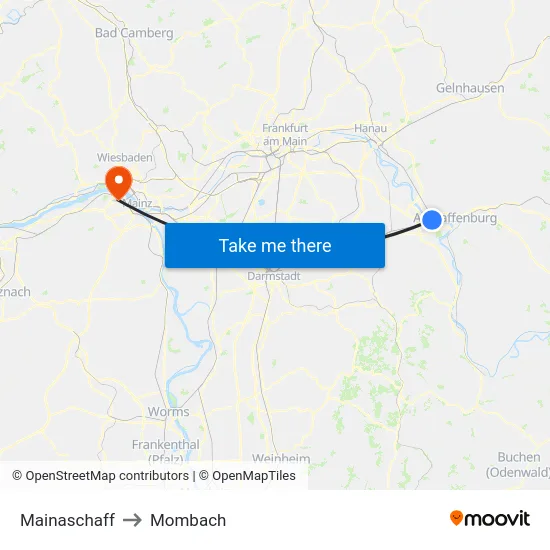 Mainaschaff to Mombach map