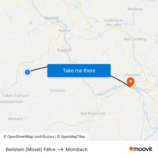 Beilstein (Mosel) Fähre to Mombach map