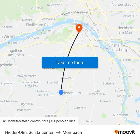 Nieder-Olm, Selztalcenter to Mombach map