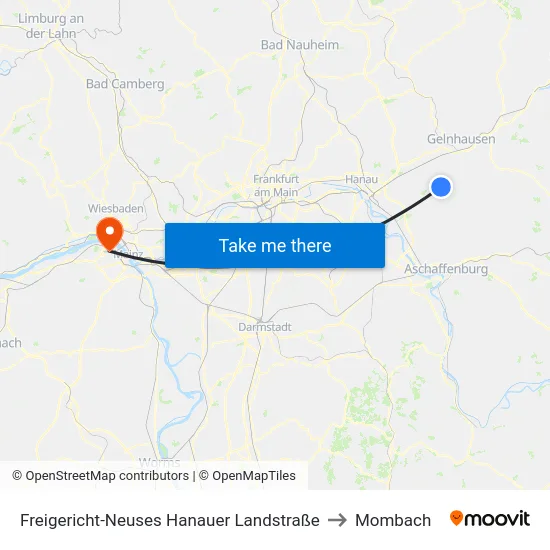 Freigericht-Neuses Hanauer Landstraße to Mombach map