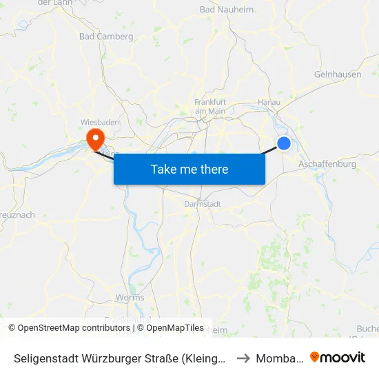 Seligenstadt Würzburger Straße (Kleingärten) to Mombach map