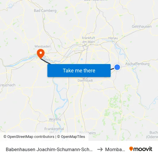 Babenhausen Joachim-Schumann-Schule to Mombach map