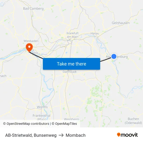 AB-Strietwald, Bunsenweg to Mombach map