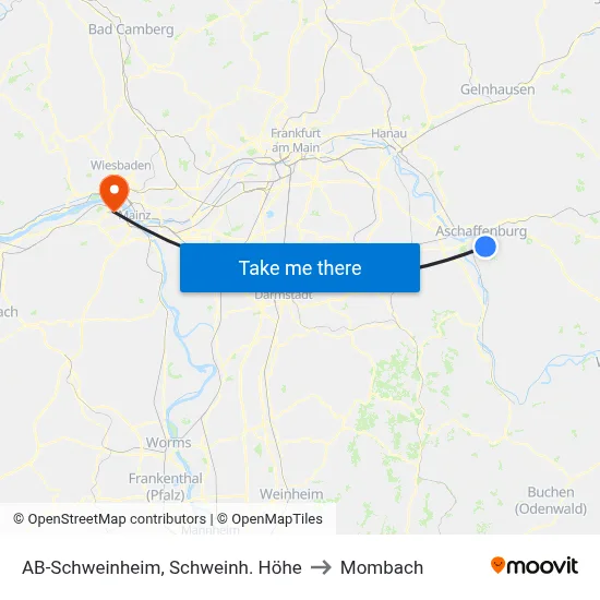 AB-Schweinheim, Schweinh. Höhe to Mombach map