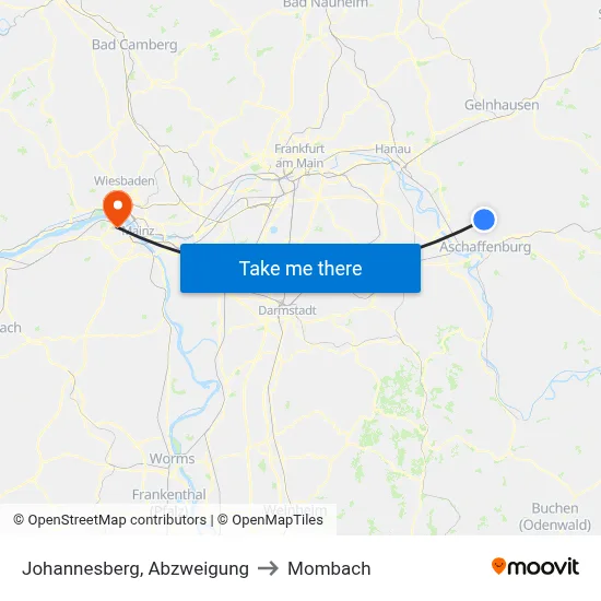 Johannesberg, Abzweigung to Mombach map