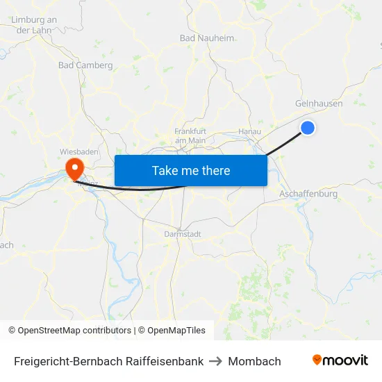 Freigericht-Bernbach Raiffeisenbank to Mombach map