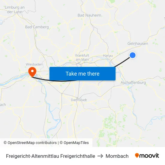 Freigericht-Altenmittlau Freigerichthalle to Mombach map