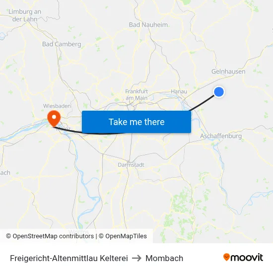 Freigericht-Altenmittlau Kelterei to Mombach map