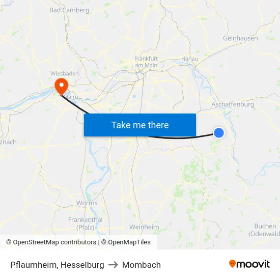 Pflaumheim, Hesselburg to Mombach map