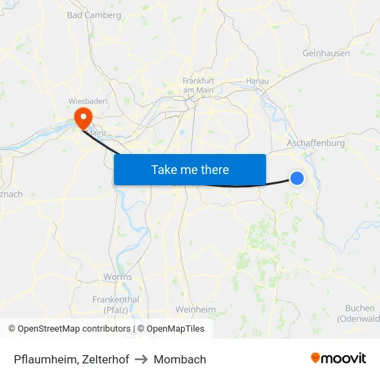 Pflaumheim, Zelterhof to Mombach map